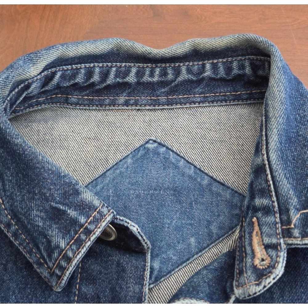 Vintage Denim Shirt Jacket Texas Tuff Buttons Western Workwear Mens L/XL No Tag - Picture 10 of 11